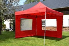 Greatstore Záhradný párty stan nožnicový PROFI 3x3 m červený + 2 bočné steny