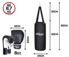 shumee Boxovacie vrece s boxerskými rukavicami pre deti, 25 x 60 cm