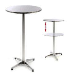 shumee Barový stôl 110 cm okrúhly - strieborný