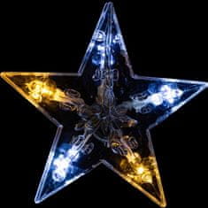 Greatstore Vianočný záves - 5 hviezd, 61 LED, teple a studeno biela