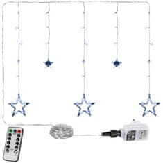 Greatstore Vianočný záves - 5 hviezd, 61 LED, studeno biela, ovládač