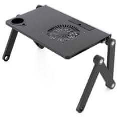 shumee Notebookový stolík s USB ventilátorom - striebornočierny