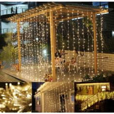 shumee Vianočný svetelný záves - 3x3 m, 300 LED, teple biely
