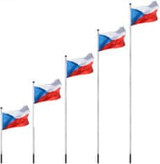 Greatstore Vlajkový stožiar vrátane vlajky Česká republika - 650 cm