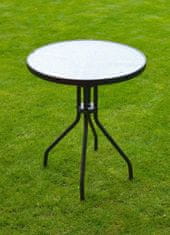 Greatstore Záhradný stôl so sklenenou doskou ZWT-03 ø 60 cm