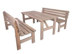 Greatstore Záhradný masívny drevený stôl VIKING sivý - 150 cm