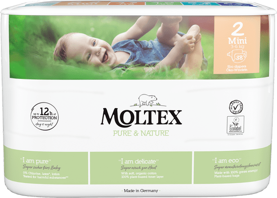 MOLTEX Plienky Pure & Nature Mini 3-6 kg - ekonomické balenie (4 x 38 ks)