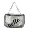 Turbo Bags Dámska módna taška na obličky s nápisom Hello, strieborná