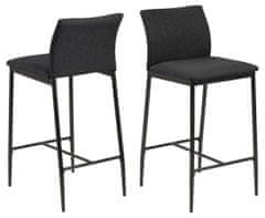 Design Scandinavia Barová stolička Demina (SET 2ks), tkanina, šedá