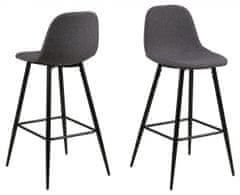 Design Scandinavia Barová stolička Wilma (SET 2ks), tkanina, šedá
