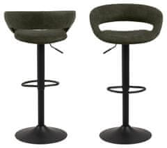 Design Scandinavia Barová stolička Grace (SET 2ks), tkanina, olivová