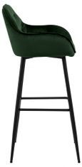 Design Scandinavia Barová stolička Brooke (SET 2ks), tkanina, tmavo zelená