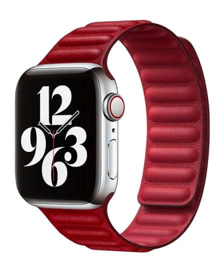 Coteetci Double Suction kožený opasok pre Apple Watch 42/44 mm WH5293-RD, červená