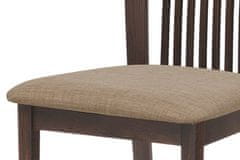 Autronic Drevená jedálenská stolička Jídelní židle, masiv buk, barva ořech, látkový béžový potah (BC-3940 WAL)