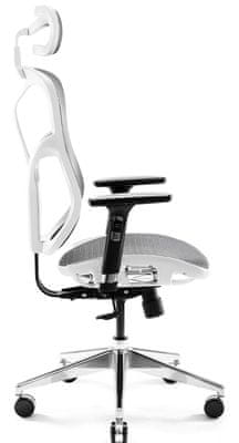 Diablo-Chairs V-Basic, sivá/biela (5902560334579) posuvné sedadlo nastavenie hlavovej opierka chrbtová opierka podrúčky gumové kolieska
