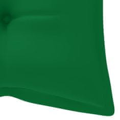 Vidaxl Hojdacia lavička so zeleným vankúšom 170 cm teakový masív