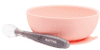 Nattou Set jedálenský silikónový 2 ks miska a lyžička ružový bez BPA