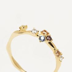 PDPAOLA Pôvabný pozlátený prsteň so zirkónmi FIVE Gold AN01-210 (Obvod 50 mm)