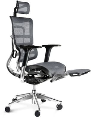 Diablo-Chairs V-Master, čierna / sivá (5902560334494) posuvné sedadlo nastavenie hlavovej opierka chrbtová opierka podrúčky nožná podpierka gumové kolieska