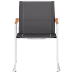 Vidaxl Záhradné stoličky 4 ks sivé textilén a nehrdzavejúca oceľ