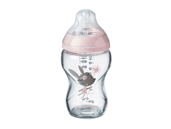 Tommee Tippee Dojčenská fľaša C2N 250 ml sklenená potlač 0m+