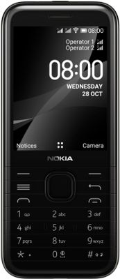Nokia 8000 4G tlačidlový telefón veľký displej výkonný procesor Quacomm Snapdragon 210 slot na pamäťové karty Dual SIM dlhá výdrž batérie malé rozmery ľahký malý kompaktný mobil FM rádio hudobný prehrávač LTE WiFi Bluetooth GPS 2Mpx fotoaparát