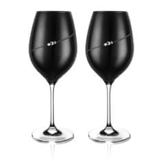 Diamante Čierne Silhouette poháre na červené víno - 2 poháre v balení