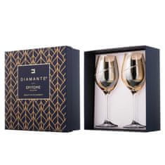 Diamante Dva zlaté Silhouette poháre na biele a rosé víno v darčekovom balení