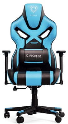 Diablo-Chairs X-Fighter, čierna/modrá (5902560333244) herné ergonomické kreslo 3D nastaviteľné podrúčky pogumované kolieska