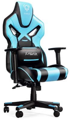 Diablo-Chairs X-Fighter, čierna/modrá (5902560333244) moderný dizajn robustný vzhľad ergonomický komfort perforácia Air-Mesh priedušnosť