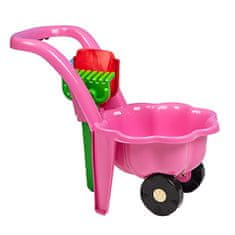 BAYO Detské záhradné koleso s lopatkou a hrabľami Daisy ružová