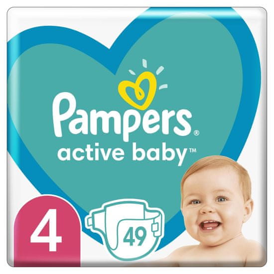 Pampers Active Baby Plenky Veľkosť 4, 49 Plienok, 9-14 kg