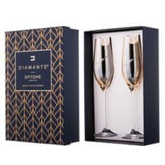 Diamante Dva zlaté Silhouette poháre na šampanské a prosecco