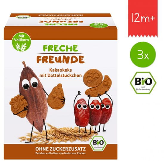 Freche Freunde BIO Kakaové sušienky s kúskami datlí 3x 125g