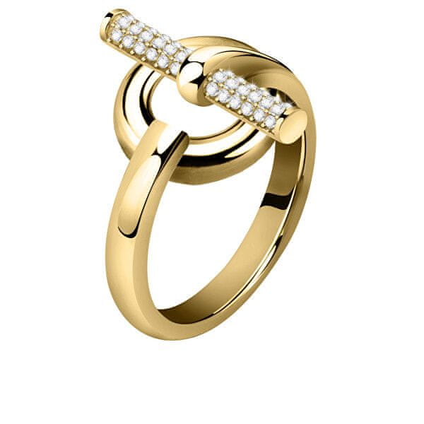 Morellato Elegantný pozlátený prsteň z ocele s kryštálmi Abbraccio SAUC09 (Obvod 54 mm)