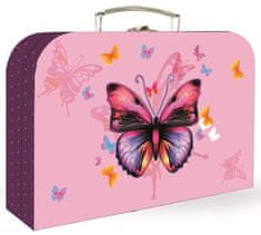 Karton P+P Kufrík lamino 34 cm Motýľ - ružový