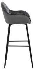 Design Scandinavia Barová stolička Brooke (SET 2ks), tkanina, tmavo šedá