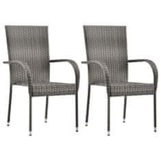 Petromila vidaXL Stohovateľné vonkajšie stoličky 2 ks, sivé, polyratan