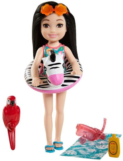Mattel Barbie Chelsea s doplnkami na pláž kruh so zebrou