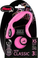 Trixie Vodítko FLEXI Classic NEW XS pásik 3m / 12kg ružová