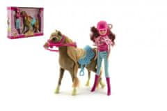 Teddies Kôň česací s doplnkami + bábika džokejka 23cm plast