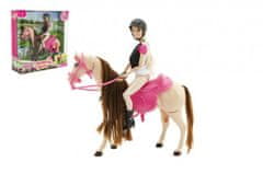 Teddies Kôň česacia hýbajúce sa + bábika žokejka Anlily plast