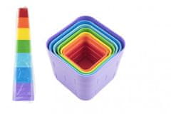 Teddies Kubus pyramída skladačka plast hranatá farebná 12m +