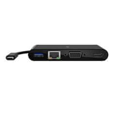 USB-C multimediální nabíjecí adaptér na HDMI, VGA, GBE, USB-A, černý, AVC004BTBK