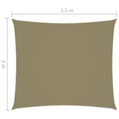 Vidaxl Tieniaca plachta oxfordská látka obdĺžniková 2x2,5 m béžová
