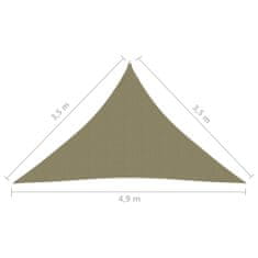 Vidaxl Tieniaca plachta, oxford, trojuholníková 3,5x3,5x4,9 m, béžová