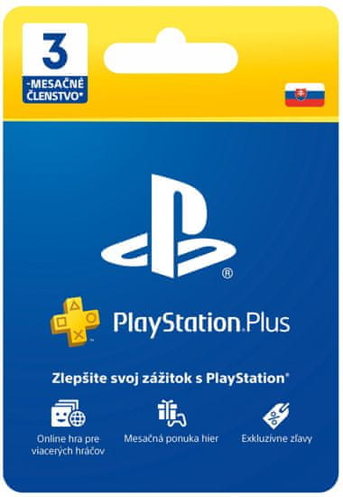 SONY PlayStation Plus 3 mesiace - Darčeková karta, SK