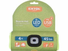 Extol Light Čiapka s čelovým svetlom, 4xLED, 45lm, 300mAh Li-ion, žltá, nabíjanie cez USB