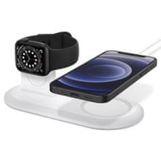 Spigen Magfit Duo držiak na nabíjačku Apple Watch a iPhone, biela
