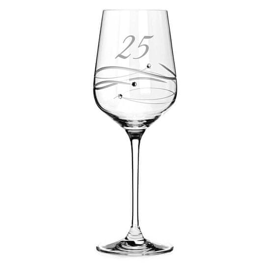 Diamante Brúsený pohár na víno k 25. výročiu